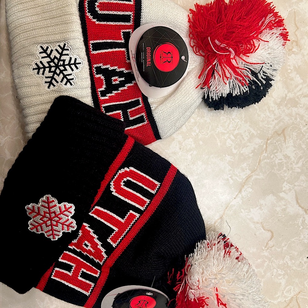 2 Robin Ruth Utah Utes beanies with Pom Pom’s